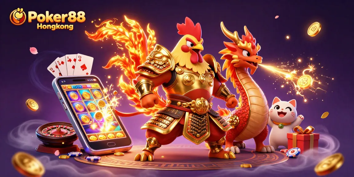 Engage with stunning Poker88 Hongkong slots action featuring dynamic combat characters amidst vibrant casino elements.