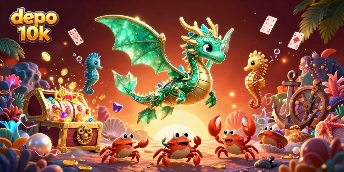 Experience thrilling wins with depo 10k in a vibrant casino world featuring a magical sea dragon.