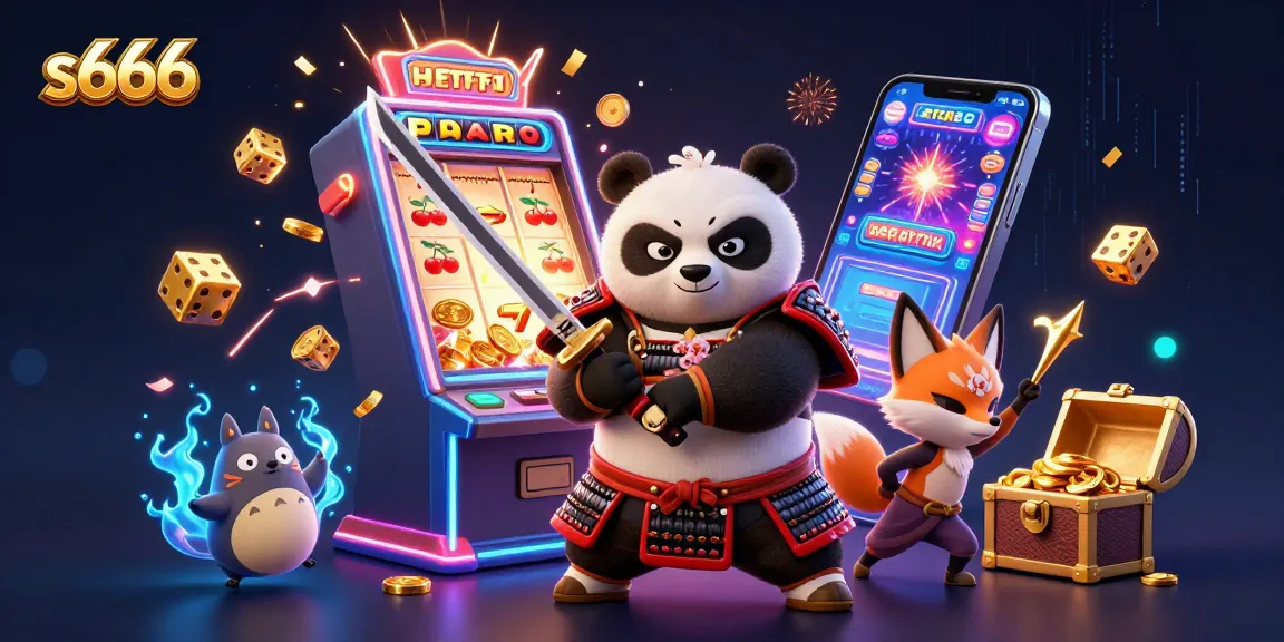 Join the excitement at s666 with a thrilling game scene featuring a panda samurai and ninja fox!