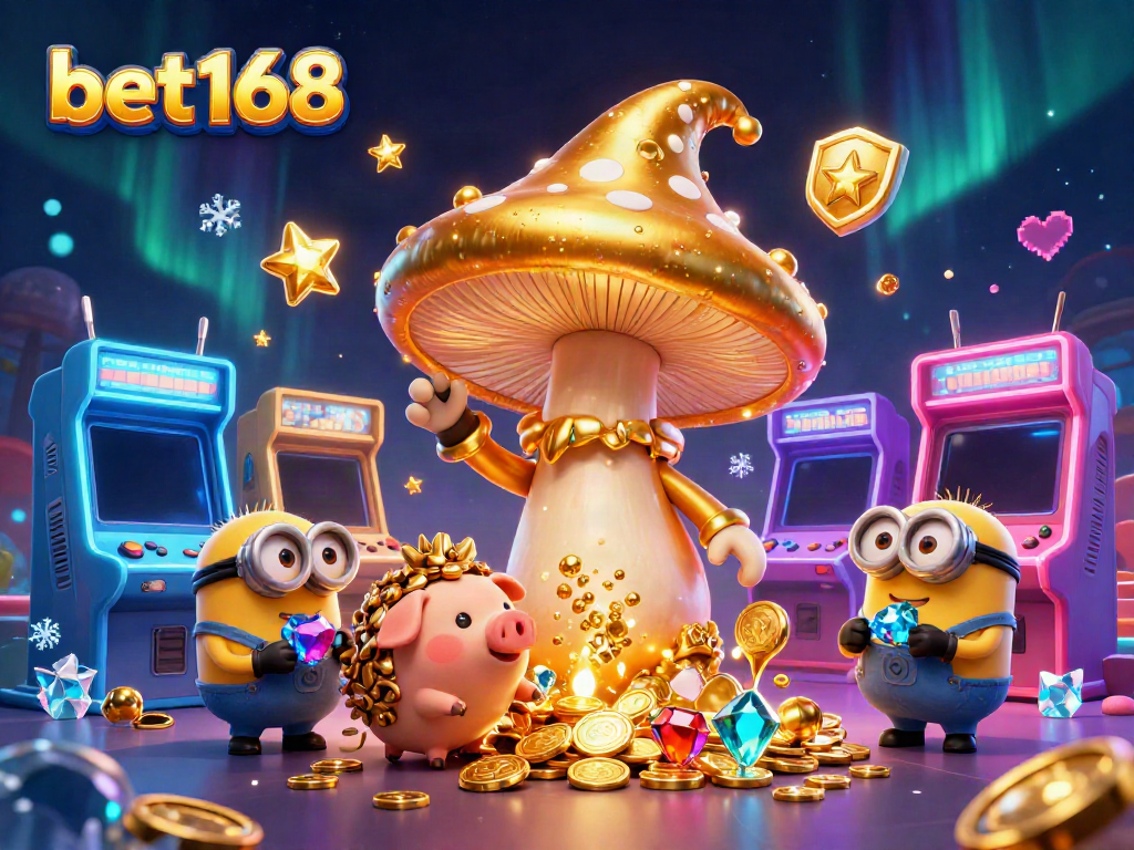 Experience the excitement of bet168 with a vibrant illustration showcasing magical gaming elements.