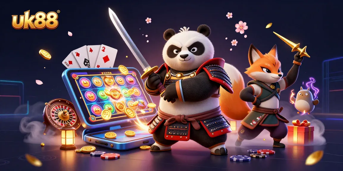 Engage in lively gameplay at uk88 with 3D characters, vibrant slots, and casino elements.