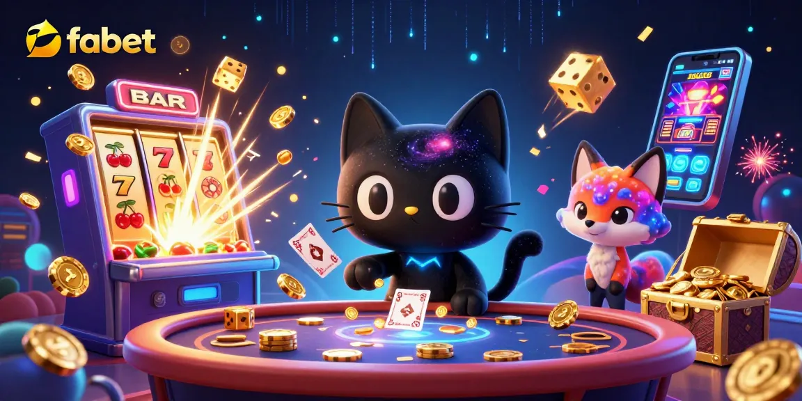 Engage with fabet's cosmic casino experience, featuring vibrant characters and dynamic gaming elements.