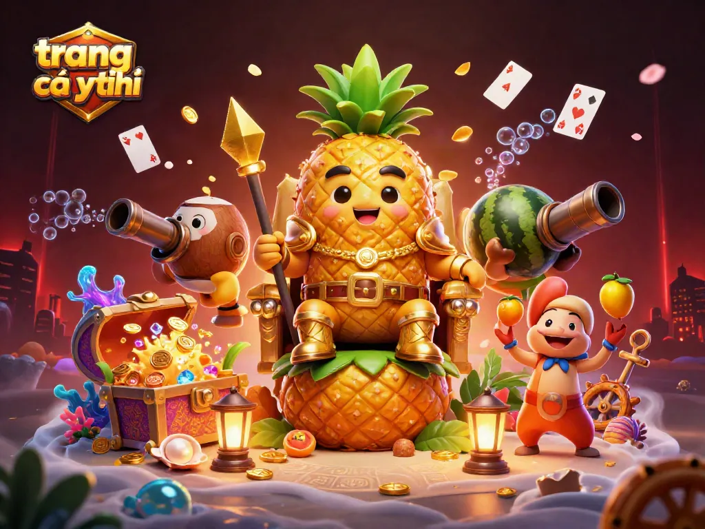 Khám phá trang cá độ uy tín với hình ảnh sôi động của vua dứa và các nhân vật đặc sắc.
