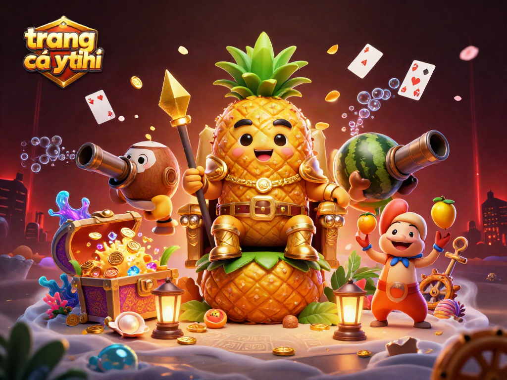 Khám phá trang cá độ uy tín với hình ảnh sôi động của vua dứa và các nhân vật đặc sắc.