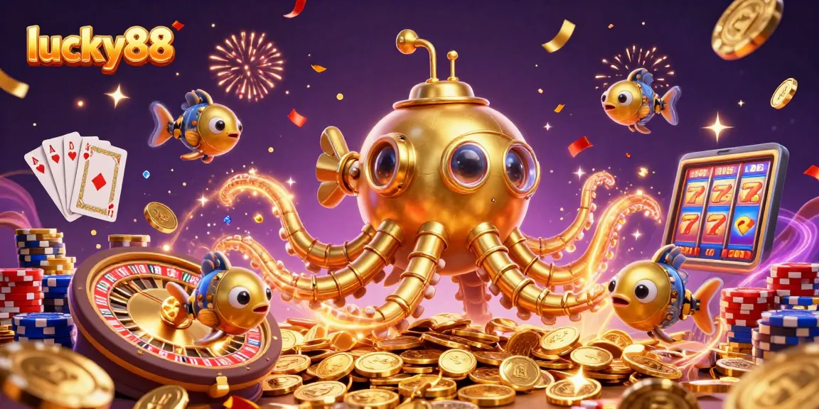 Experience lucky88 with a vibrant underwater casino adventure featuring a kraken submarine!