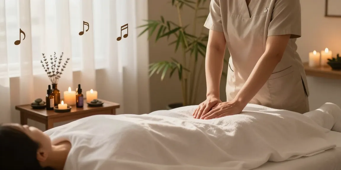 Relaxation space for 파주출장안마 with cozy massage table, soothing oils, and tranquil atmosphere.