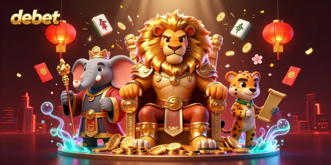 Win big with debet in this vibrant 3D casino scene featuring royalty and luck-filled elements.