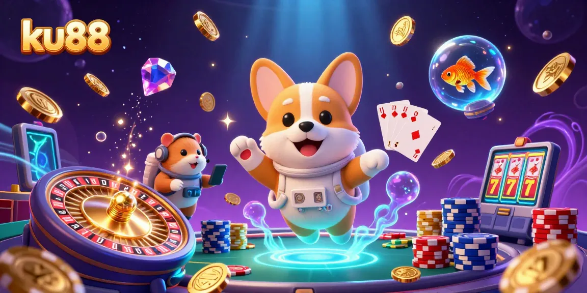 Experience exciting casino action with ku88 as characters float in a space station casino!