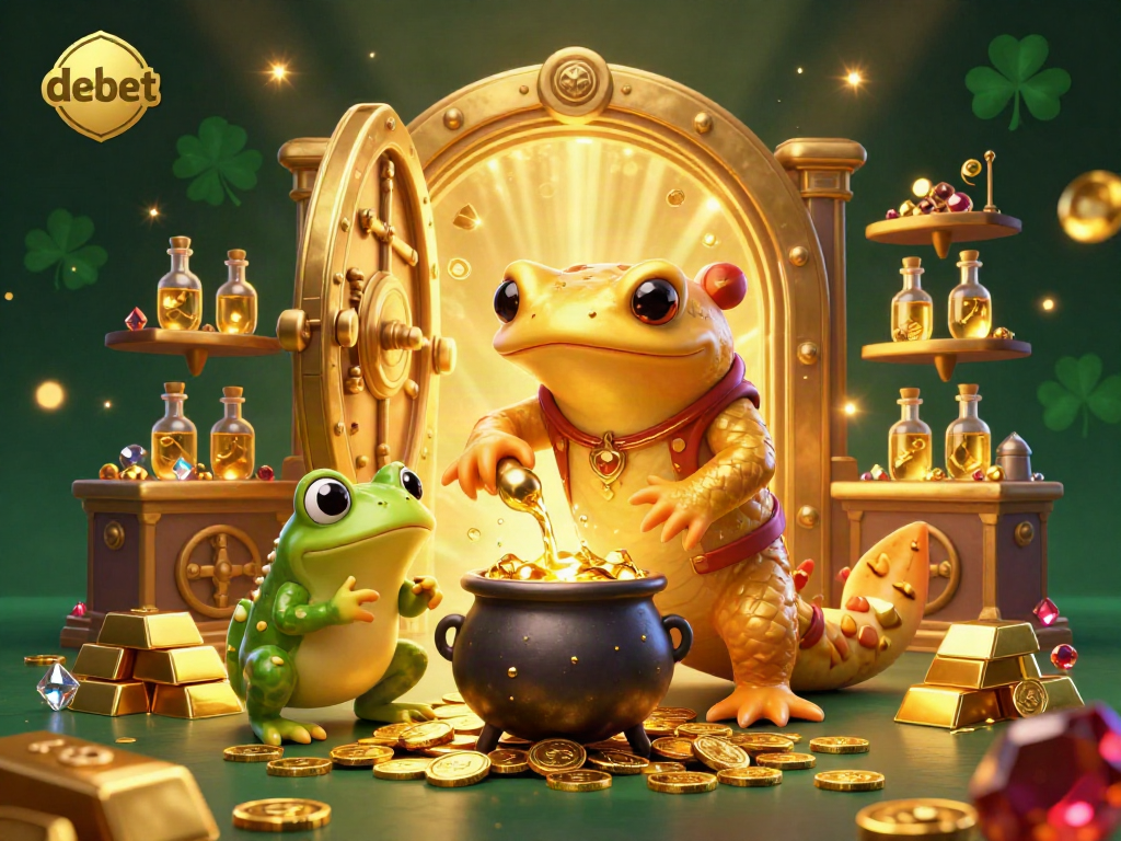 Experience the magic of debet as the golden salamander alchemist generates gold coins in a vibrant casino scene.
