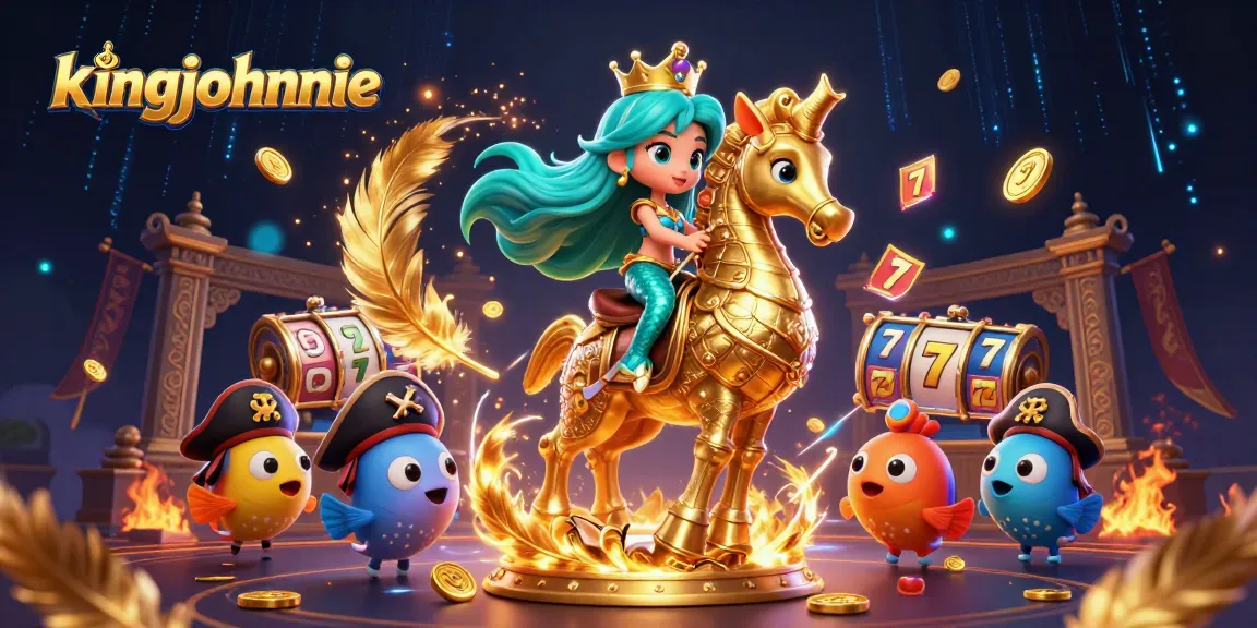 Engage in thrilling slots at kingjohnnie Casino, featuring vibrant mermaid princess riding a seahorse.