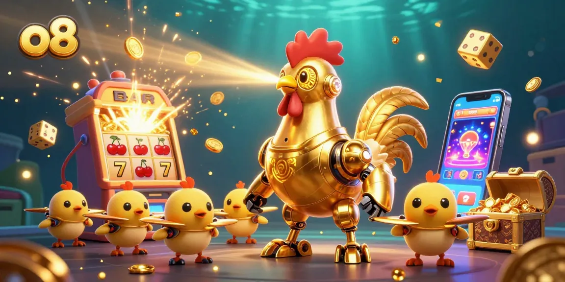 Experience thrilling jackpots with o8's golden rooster robot and dynamic casino elements.