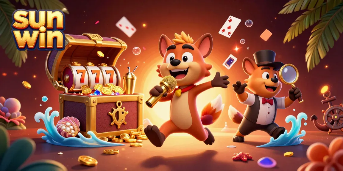 Experience the thrill of sun win in this vibrant casino scene with hyenas, treasures, and lively game elements.
