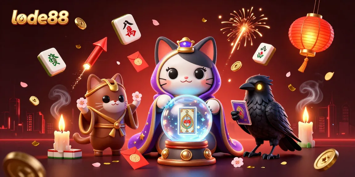 Engage with lode88 at a vibrant online casino illustrated scene featuring mystical characters.