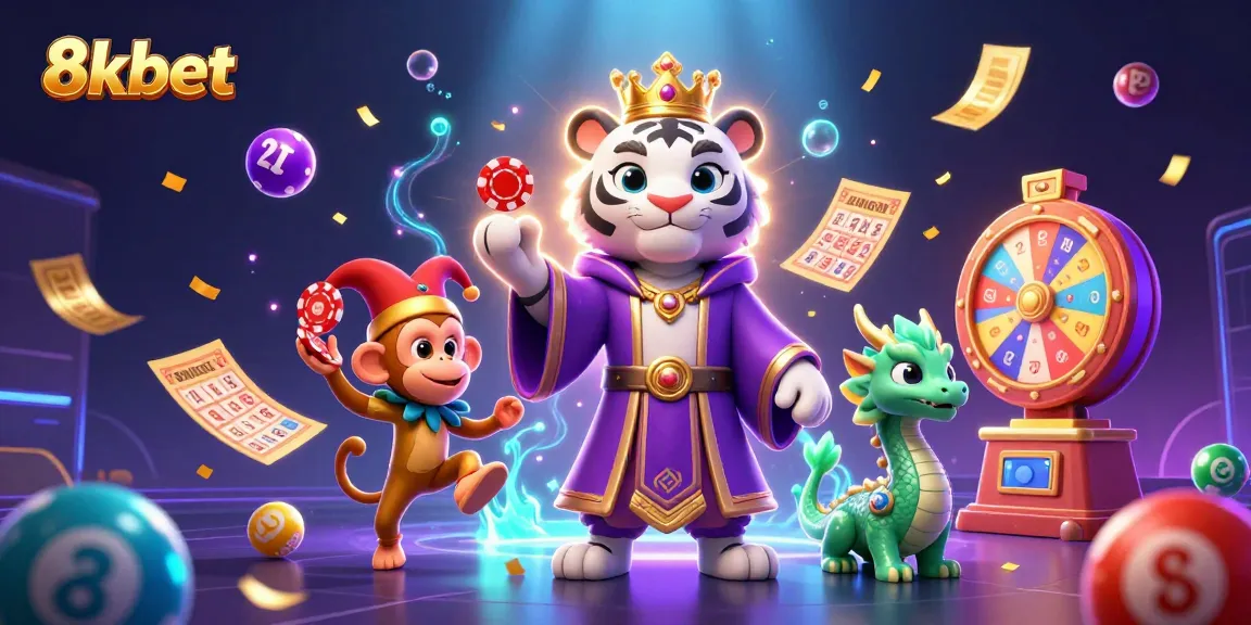 Win big with 8xbet in a vibrant casino scene featuring joyful characters!