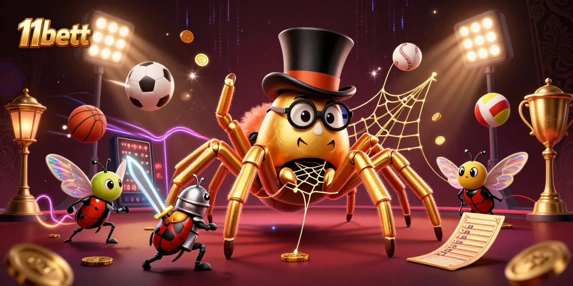 Bet on 11bett's dynamic casino scene with a golden tarantula and beetle knight.