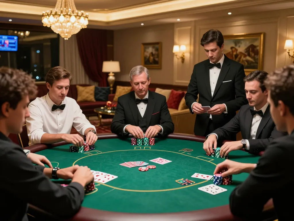 Engaging poker players at a luxurious casino table, featuring Link vào chơi 79king for an exhilarating gaming adventure.