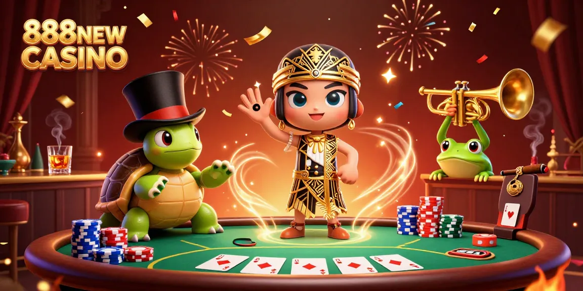 Experience the excitement of 888NEW CASINO with vibrant characters at a lively speakeasy bar.