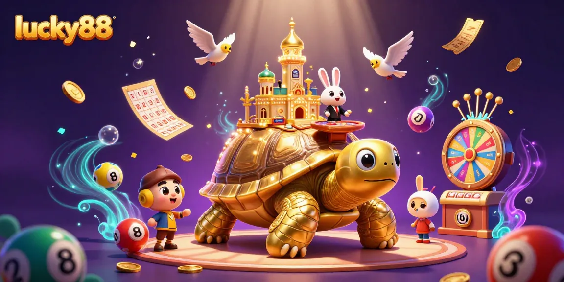Experience thrilling wins at lucky88 with a vibrant casino scene featuring golden tortoise and dynamic elements.