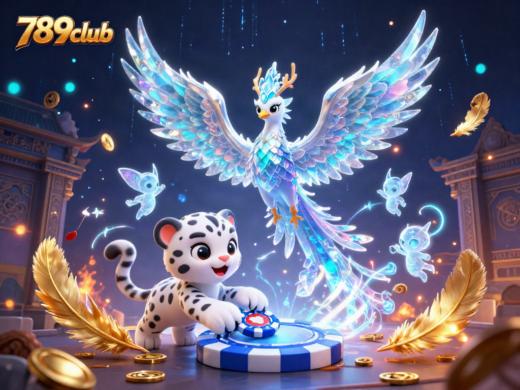 Engage with the vibrant 789club scene featuring an ice phoenix, a snow leopard, and magical sprites.