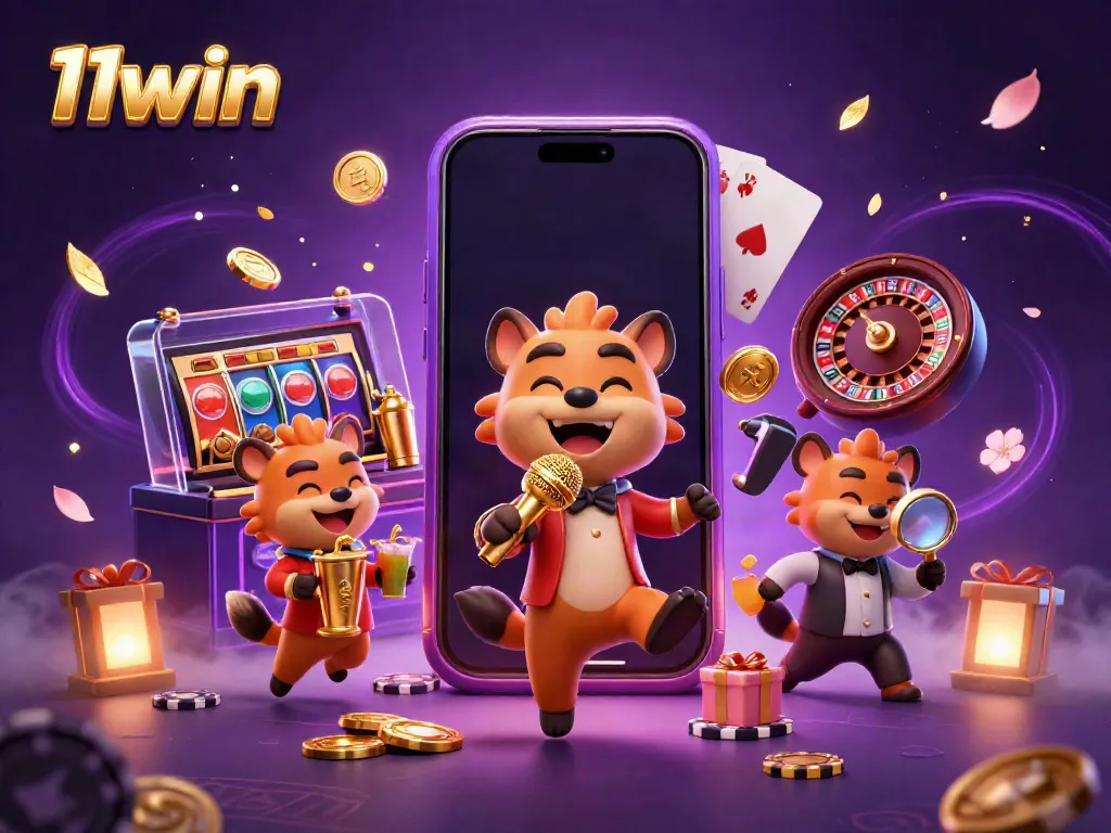 Experience the lively atmosphere of 11win casino with hyenas entertaining guests and exciting gaming elements.