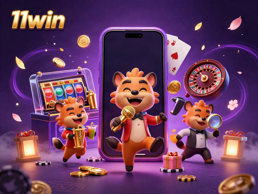 Experience the lively atmosphere of 11win casino with hyenas entertaining guests and exciting gaming elements.