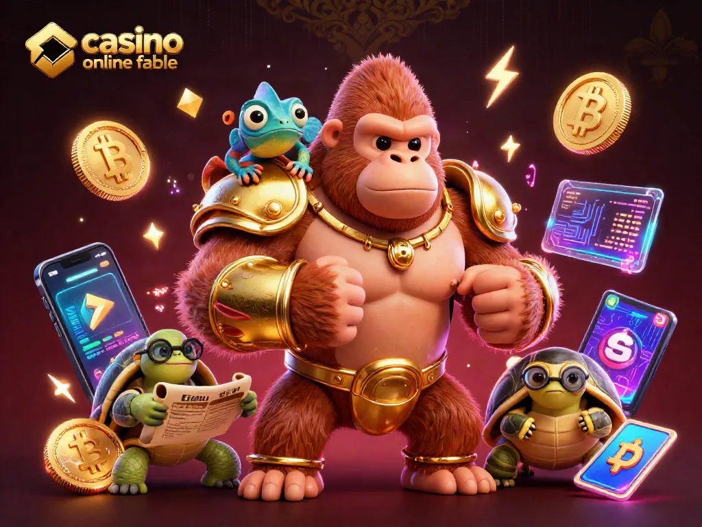 Disfruta de la experiencia en un casino online fiable con personajes animados y símbolos de criptomonedas.