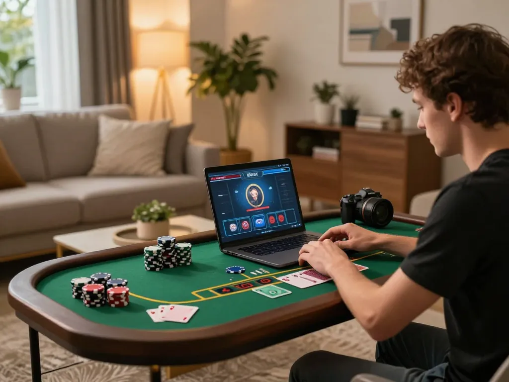 Engaging in strategic gameplay at the best online casinos in Canada while enjoying a cozy home atmosphere.