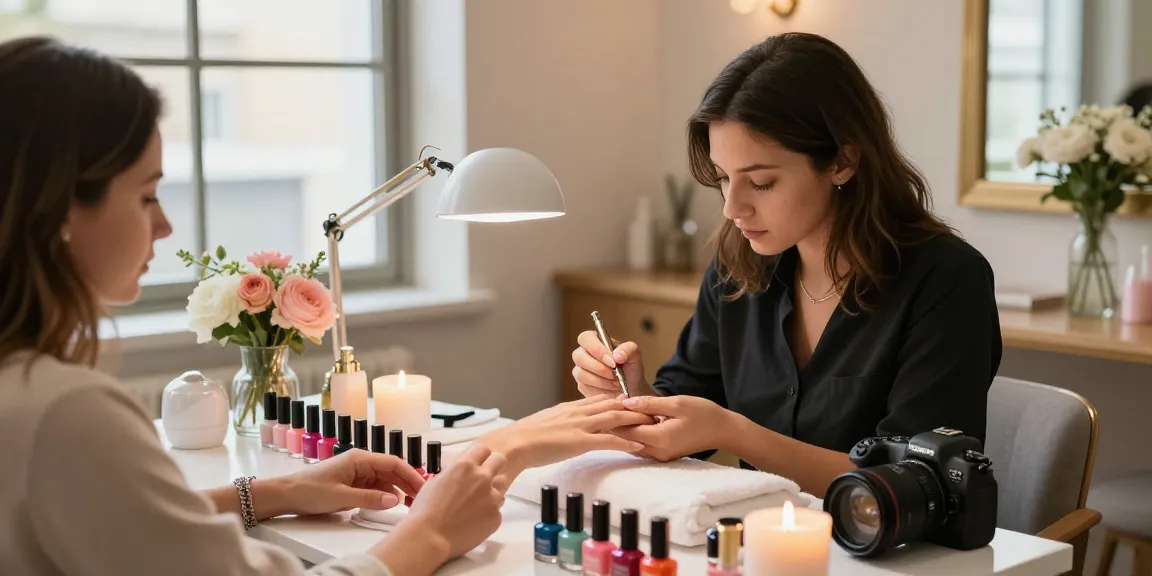 Luxurious manicure application at Paradise Nail Beauty salon, showcasing vibrant nail colors and a relaxing atmosphere.