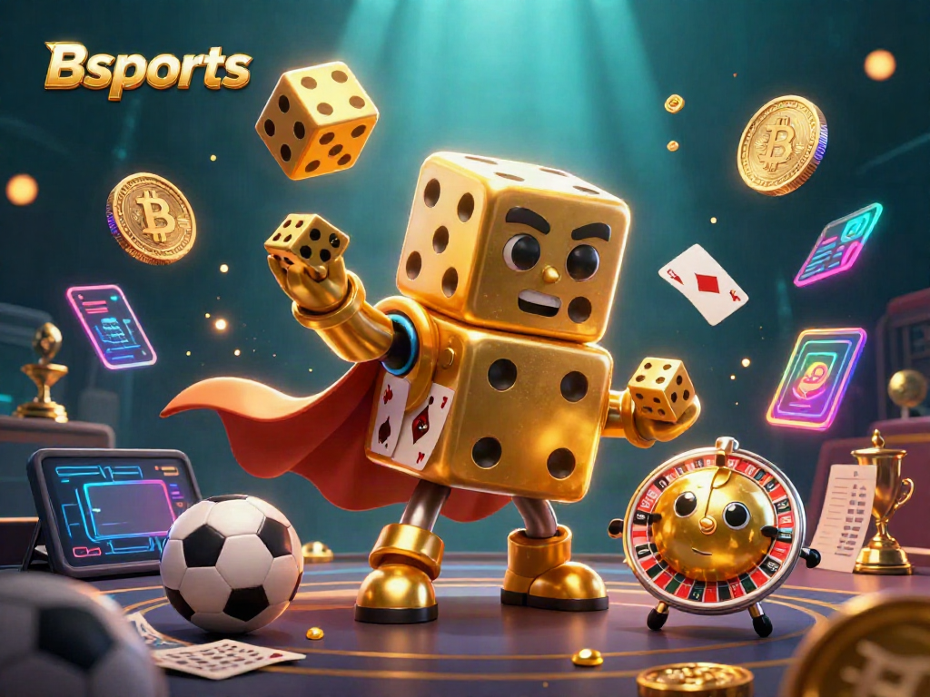 Engage with Bsports while experiencing dynamic sports betting action in a vibrant layered 3D illustration.