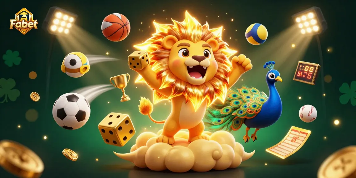 Experience vibrant sports betting with Fabet's thrilling action and golden trophy celebration.