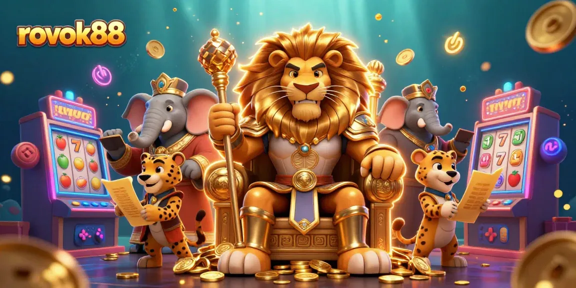 Experience the thrill of gameplay with rokok88 as the lion king and friends dominate an engaging casino scene.