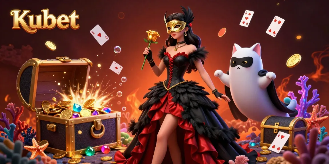 Kubet enhances your gambling adventure with a vibrant 3D illustration of a casino scene filled with treasures and excitement.
