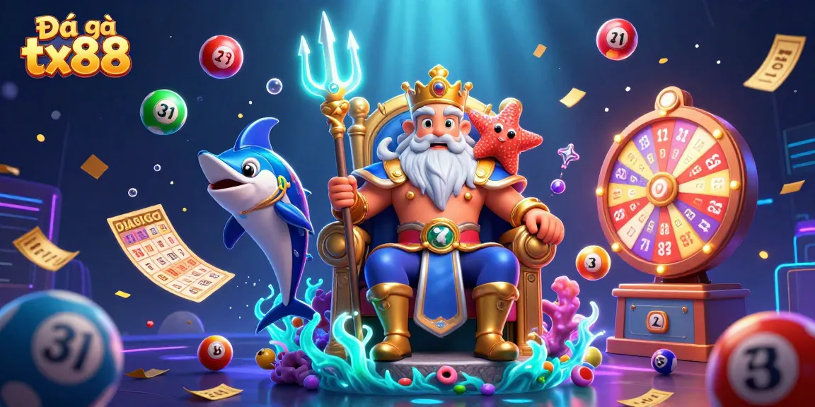 Engage in Đá gà tx88 with vibrant lottery elements and thrilling underwater visuals.