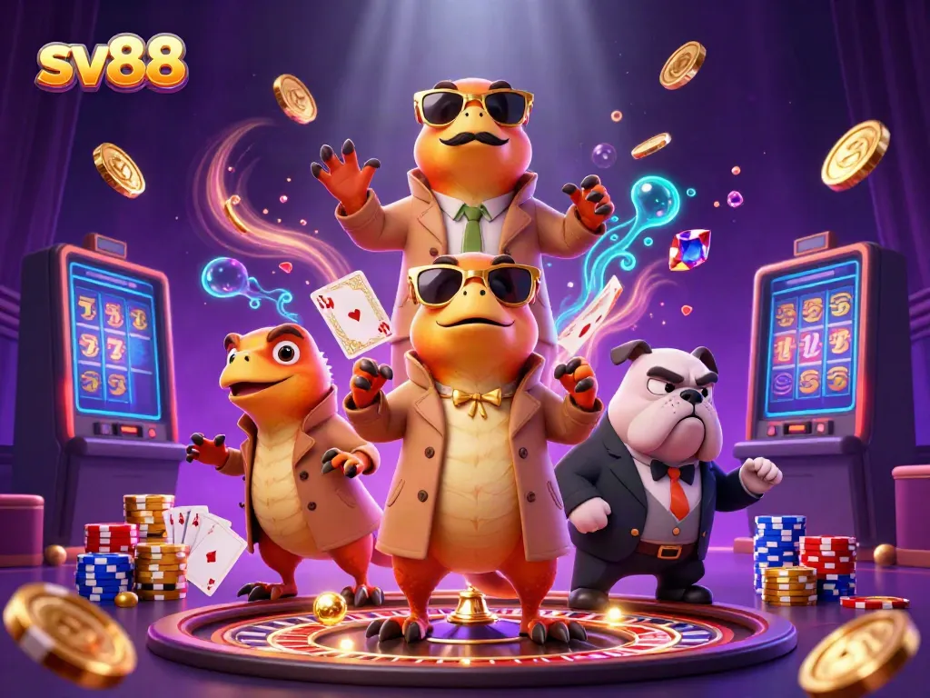Experience thrilling moments with sv88 as raptors in disguise try to enter a VIP casino lounge.