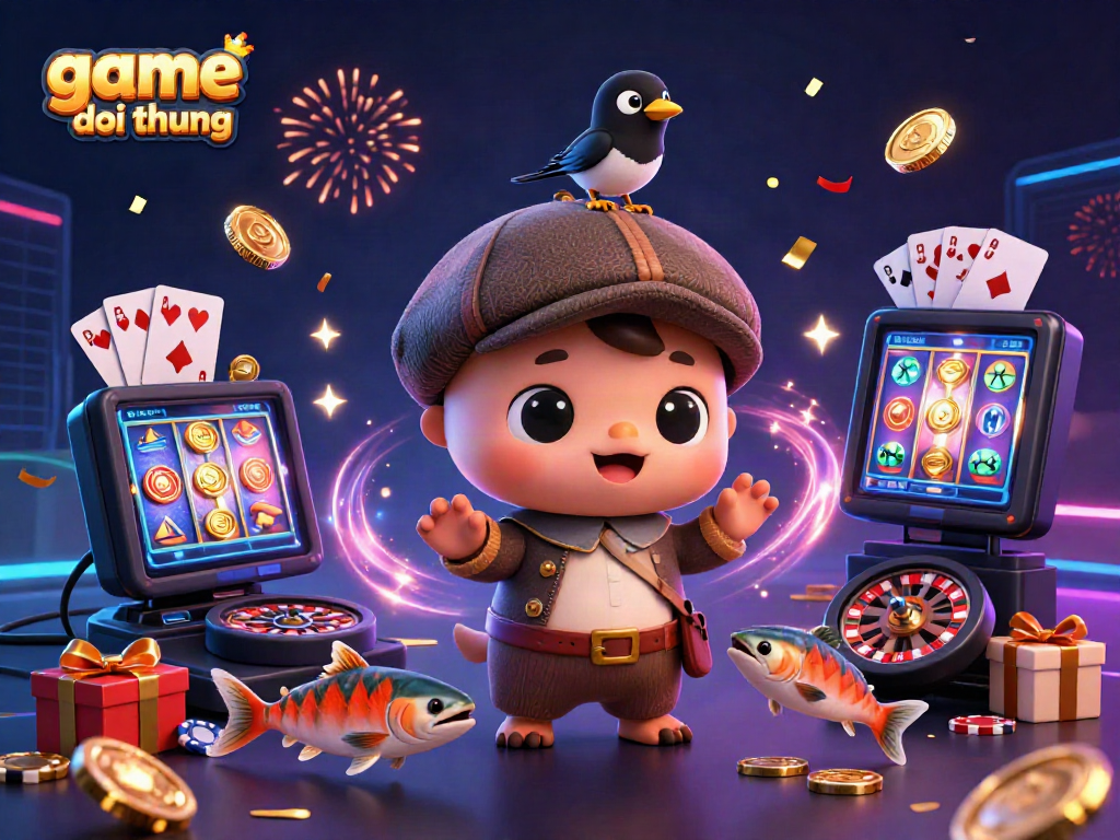Engage with game bai doi thuong as baby Nessie and friends immerse in a vibrant casino scene.