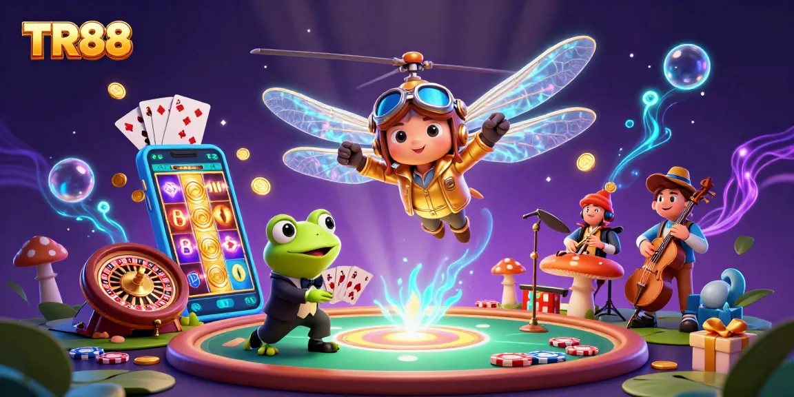 Experience the excitement of TR88 with a vibrant scene featuring casino elements and characters.