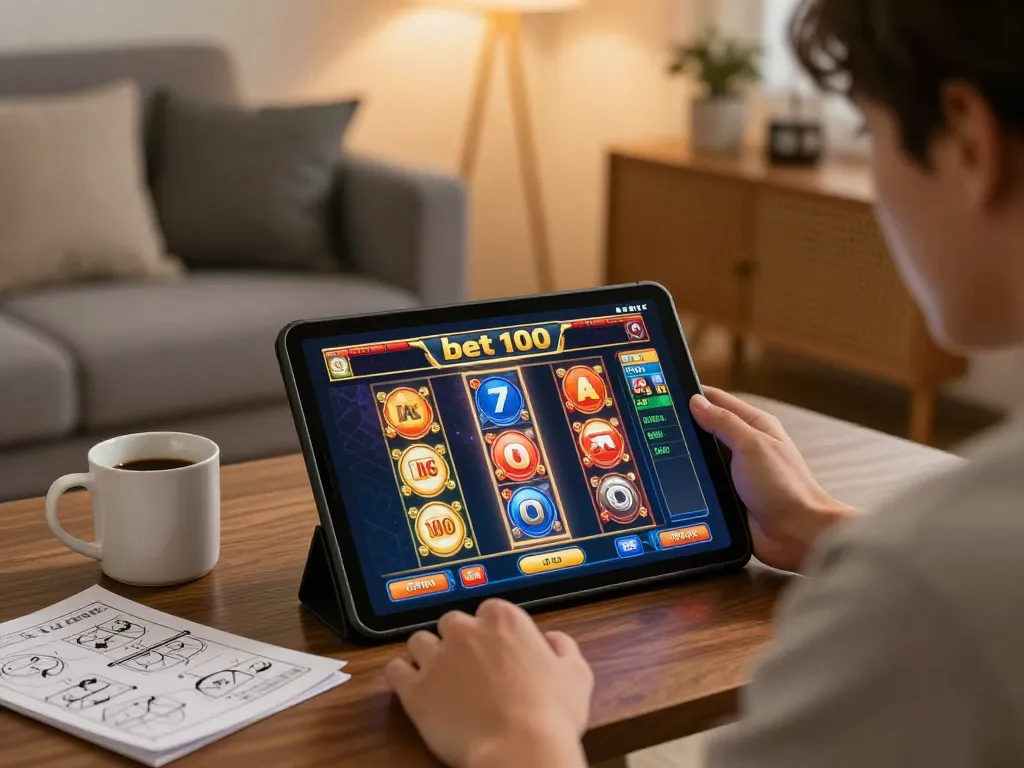 Engaging with slot bet 100 perak on online gaming setup, showcasing strategic gameplay.
