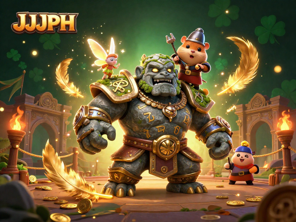 Engage in thrilling gaming at JJJPH with enchanting guardians and vibrant casino elements.