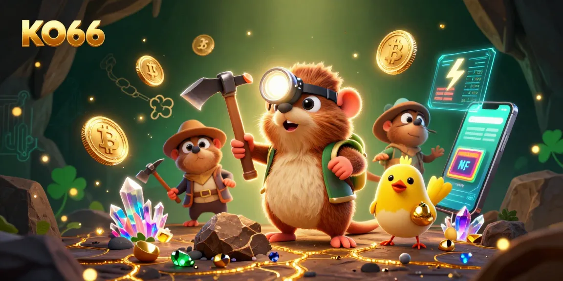 Spin the reels at KO66 with a treasure hunter mole exploring golden cave deposits.