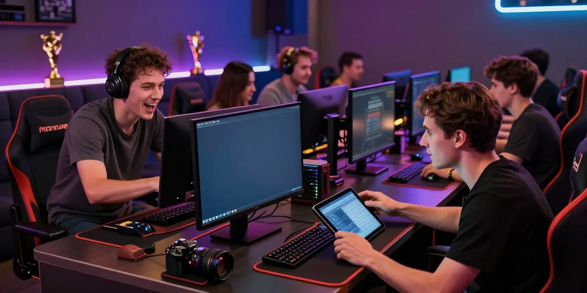 Men enjoying gaming experience at Manclub lounge with excitement.