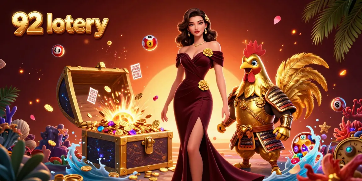 Engage with 92 lotery through colorful housing of bingo cards and lottery balls amid glamorous casino scenes.