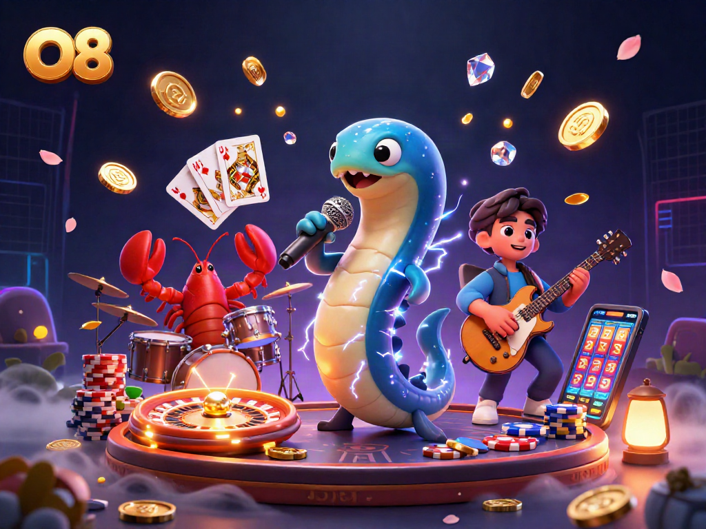 Experience O8's thrilling underwater casino scene with vibrant characters and action-packed gaming elements.
