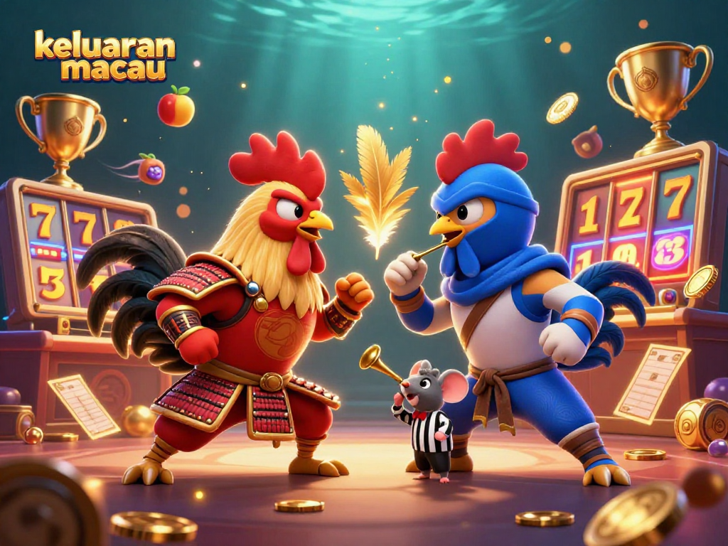 Engage with keluaran macau in a thrilling standoff between samurai and ninja roosters at a vibrant casino.