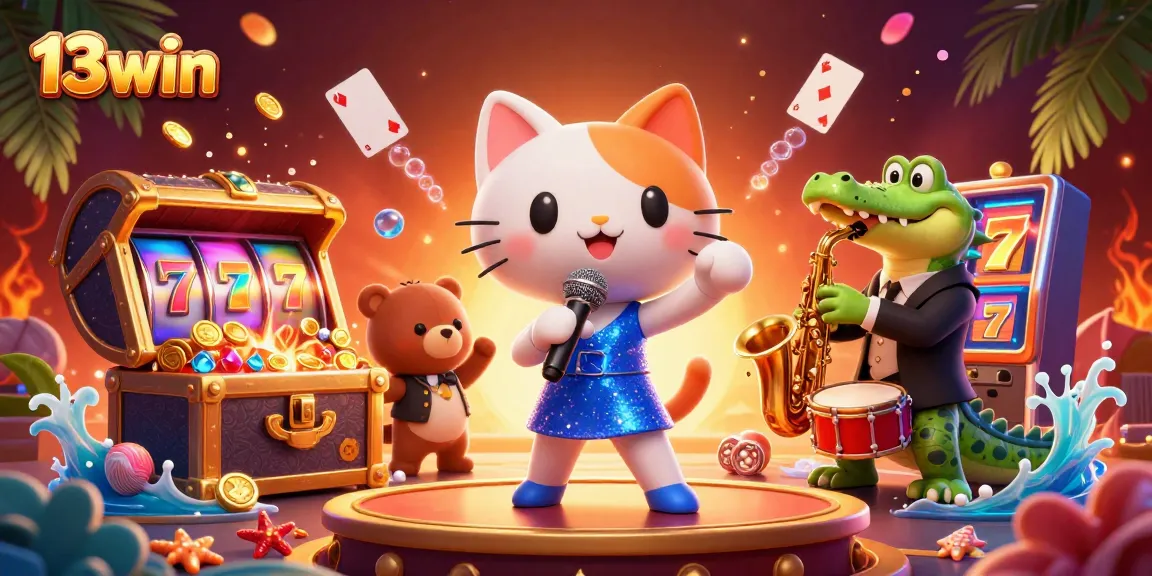 Experience thrilling gameplay at 13win with a vibrant illustration of a dynamic casino scene.
