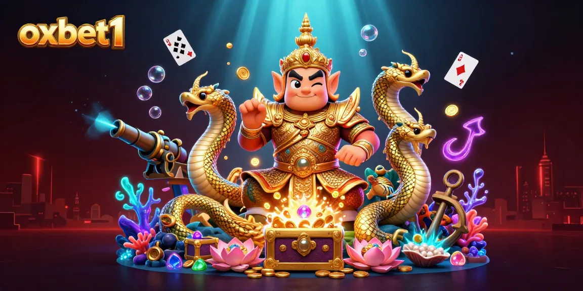 Engage with exciting games at oxbet1, featuring vibrant 3D illustrations of thrilling casino elements.