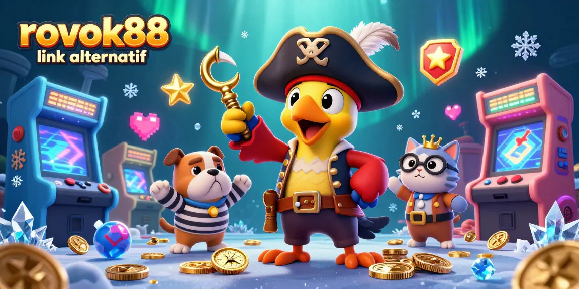 Experience excitement with rokok88 link alternatif in a colorful casino scene filled with playful gaming elements and characters.