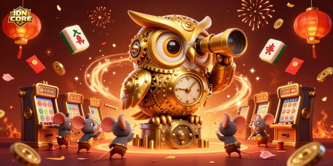 Experience the excitement of IDNSCORE with a dynamic casino scene featuring animated characters and vibrant elements.