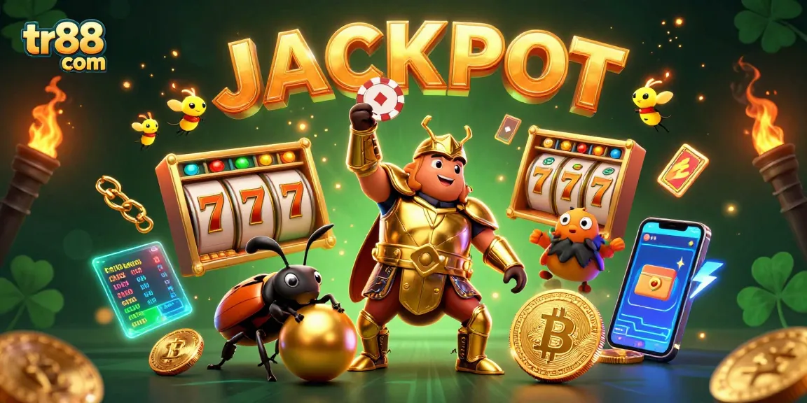 Experience exciting victories at tr88 com with colorful slot games and animated characters celebrating jackpots.