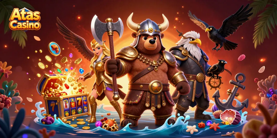 Win at Atas Casino with dynamic gameplay featuring slots and rich 3D characters for a vibrant betting experience.