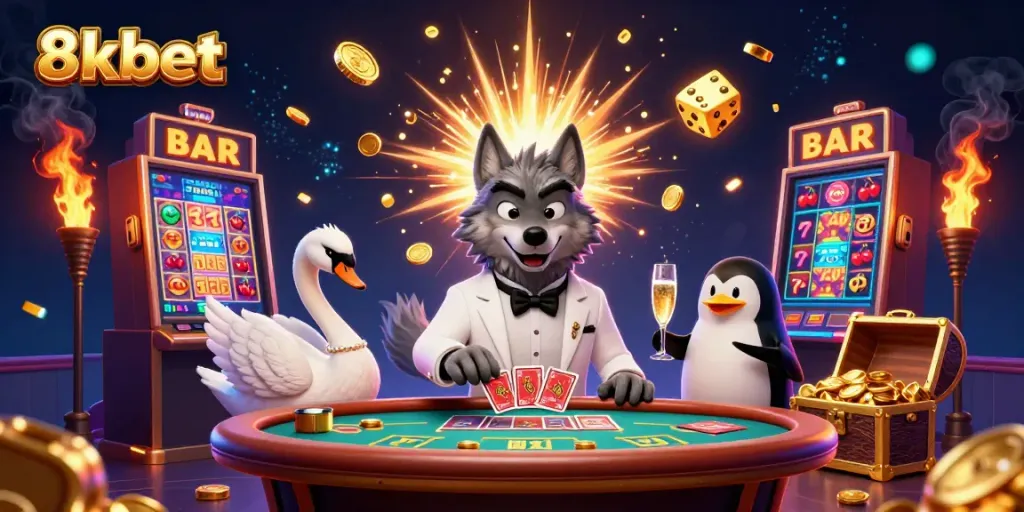 Experience exciting gaming at 8xbet with vibrant casino characters and thrilling slots.